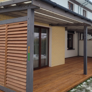 Pergola tarasowa 3x4m, ścianki boczne ruchome, poliwęglan - zamów wycenę