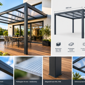 Nowoczesna Pergola Antracytowa Z Poliweglanem 2